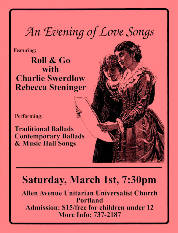 An Evening of Love Songs, March 1st, 2025, 7:30 pm, Allen Avenue Unitarian Universalist Church, Portland, Maine